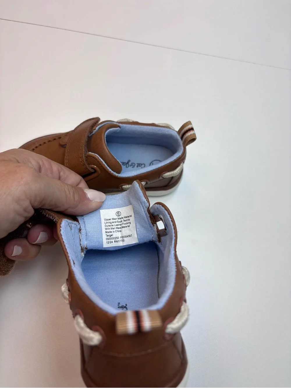 Cat & Jack Cognac Brown and White Kids Slip-On “Boat Shoe” Sneakers NWOT Size 6